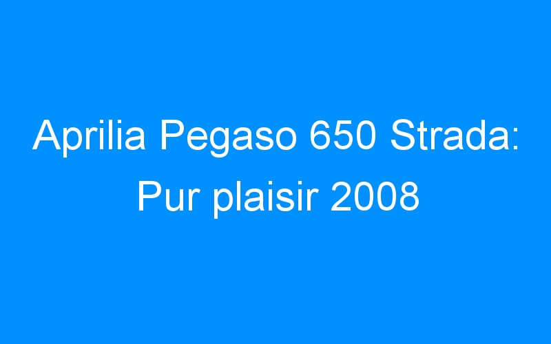 Aprilia Pegaso 650 Strada: Pur plaisir 2008