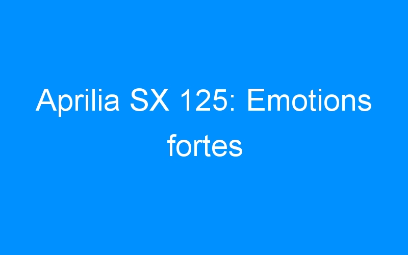 Aprilia SX 125: Emotions fortes
