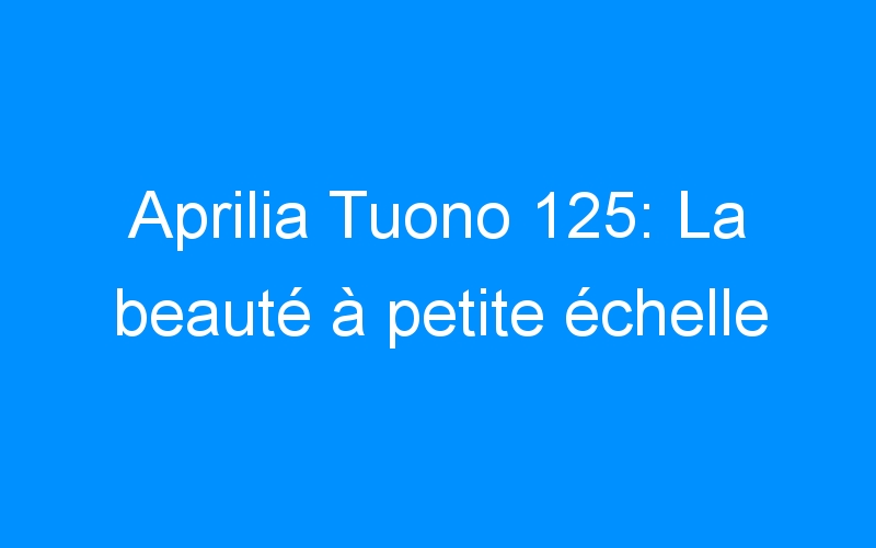 You are currently viewing Aprilia Tuono 125: La beauté à petite échelle