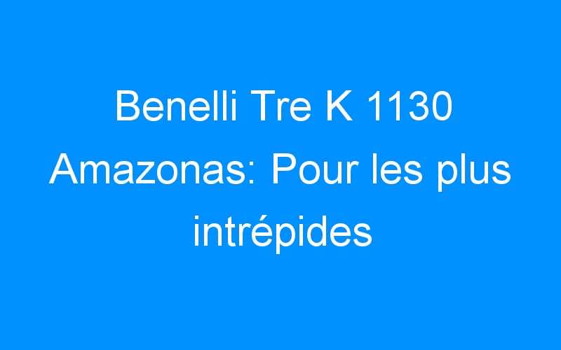 Benelli Tre K 1130 Amazonas: Pour les plus intrépides