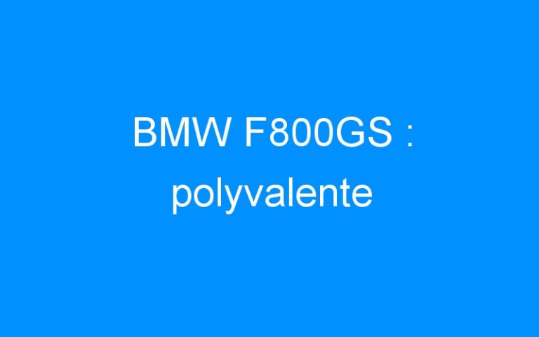 BMW F800GS : polyvalente