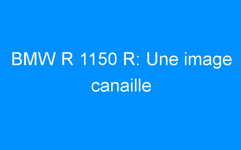 You are currently viewing BMW R 1150 R: Une image canaille