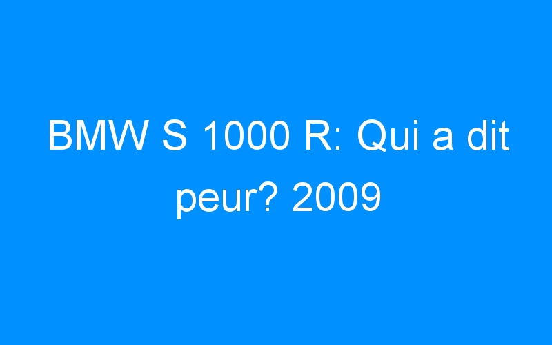 BMW S 1000 R: Qui a dit peur? 2009