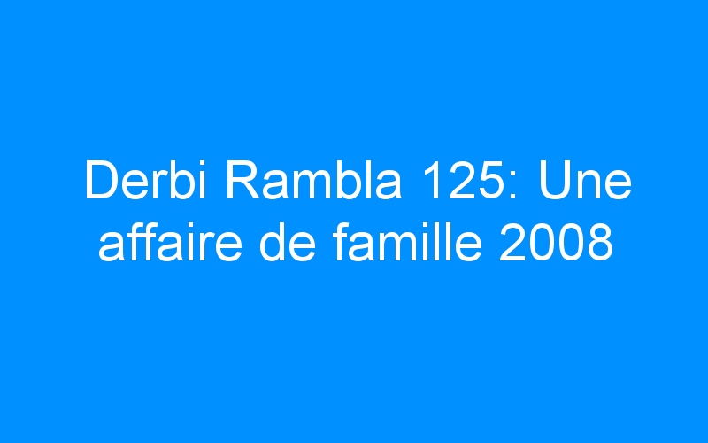 Derbi Rambla 125: Une affaire de famille 2008
