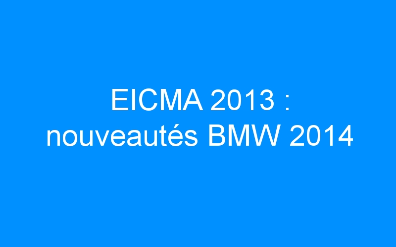 EICMA 2013 : nouveautés BMW 2014