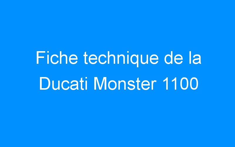 You are currently viewing Fiche technique de la Ducati Monster 1100