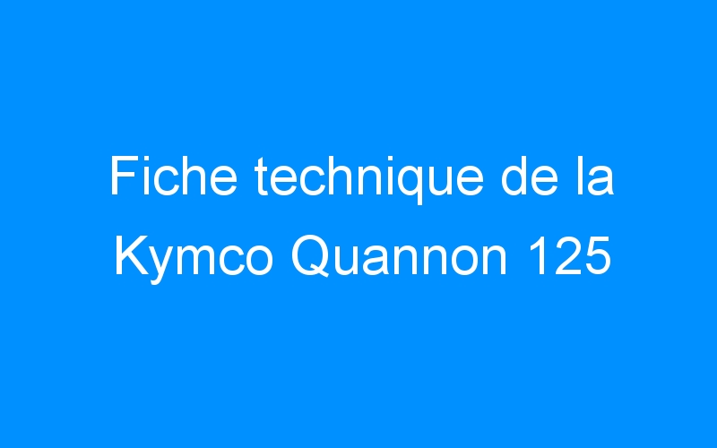 You are currently viewing Fiche technique de la Kymco Quannon 125