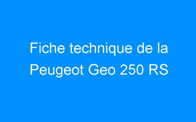 Lire la suite à propos de l’article Fiche technique de la Peugeot Geo 250 RS