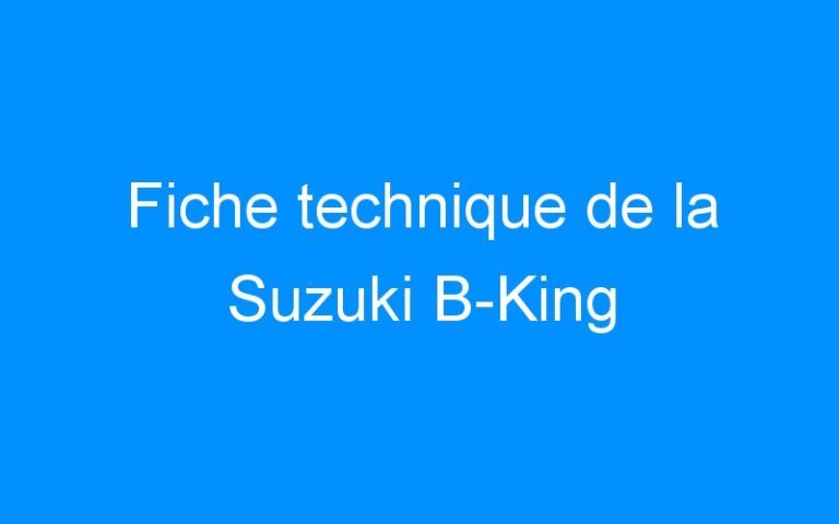 Lire la suite à propos de l’article Fiche technique de la Suzuki B-King