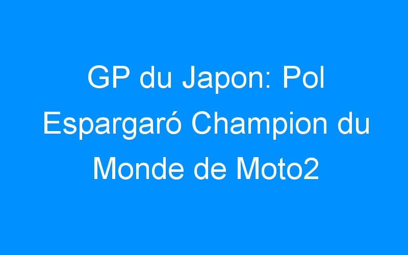 GP du Japon: Pol Espargaró Champion du Monde de Moto2