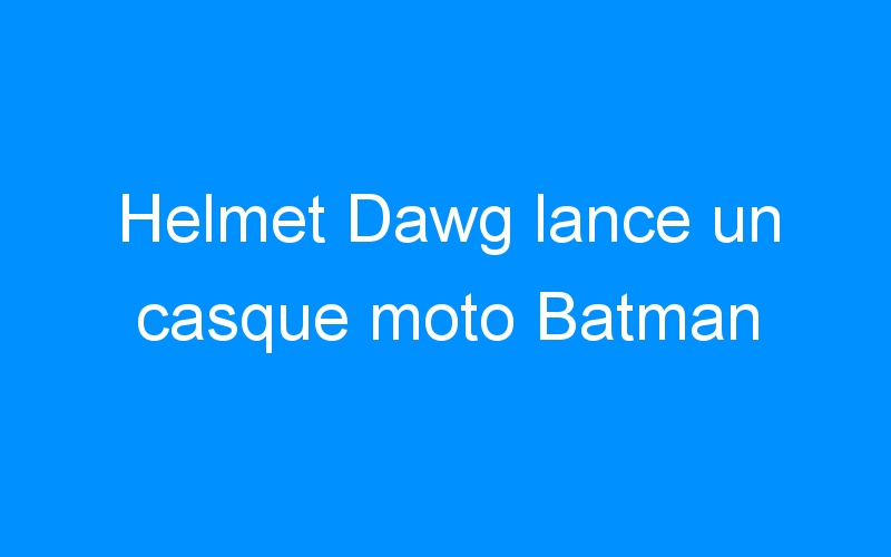 You are currently viewing Helmet Dawg lance un casque moto Batman