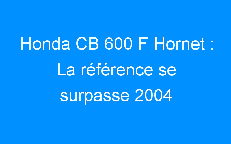 You are currently viewing Honda CB 600 F Hornet : La référence se surpasse 2004