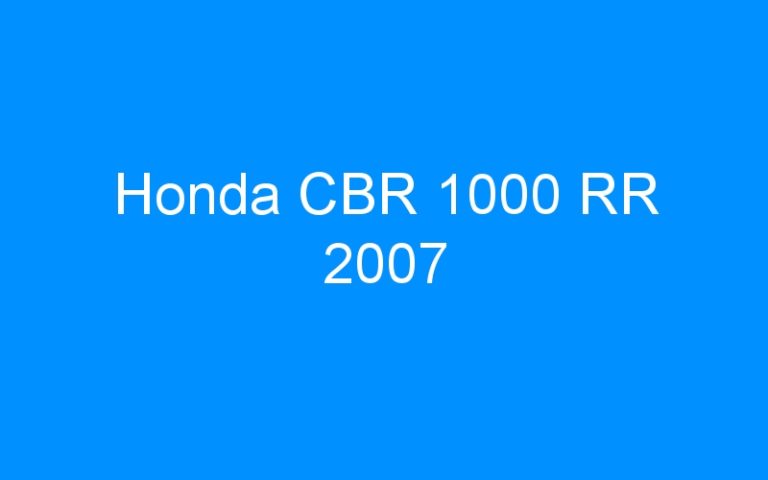 Lire la suite à propos de l’article Honda CBR 1000 RR 2007