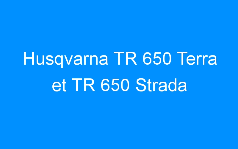 Husqvarna TR 650 Terra et TR 650 Strada
