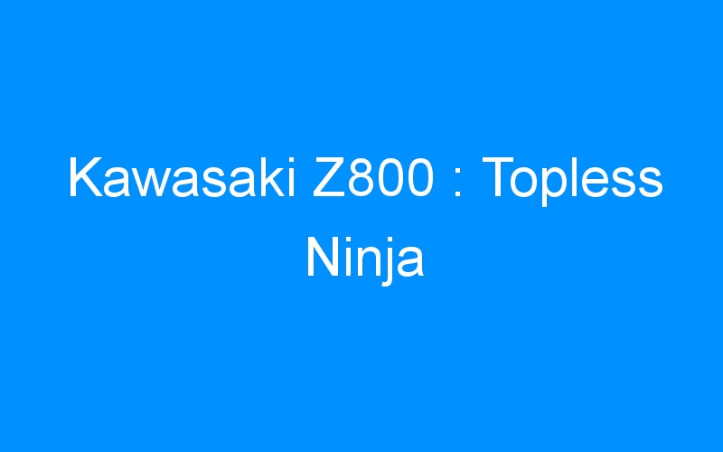 Kawasaki Z800 : Topless Ninja
