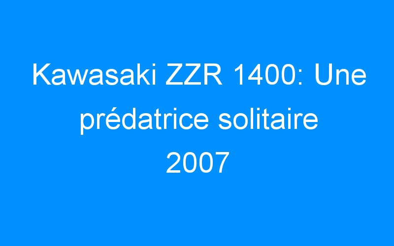 Kawasaki ZZR 1400: Une prédatrice solitaire 2007