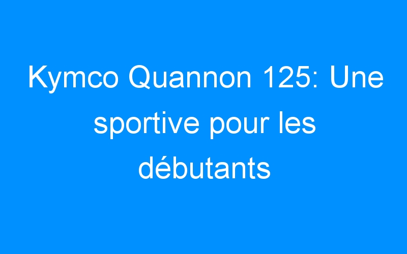 You are currently viewing Kymco Quannon 125: Une sportive pour les débutants