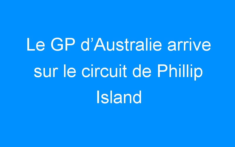 You are currently viewing Le GP d’Australie arrive sur le circuit de Phillip Island