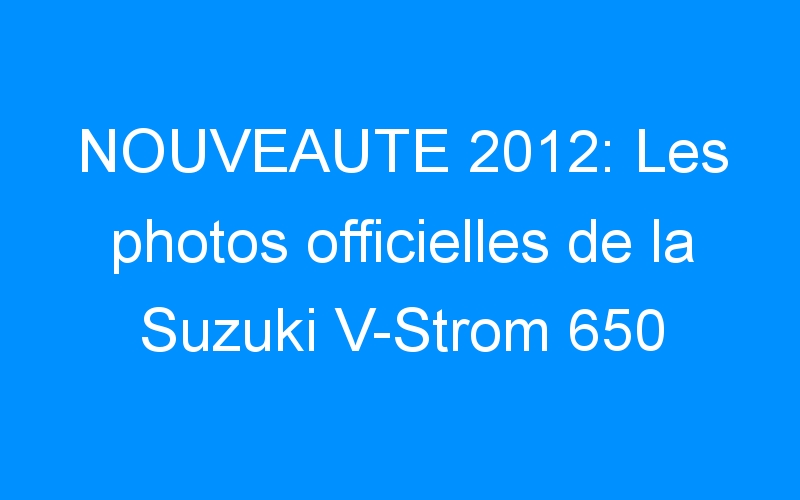 NOUVEAUTE 2012: Les photos officielles de la Suzuki V-Strom 650