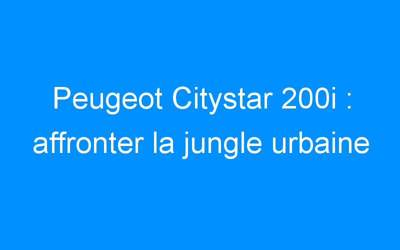 Peugeot Citystar 200i : affronter la jungle urbaine