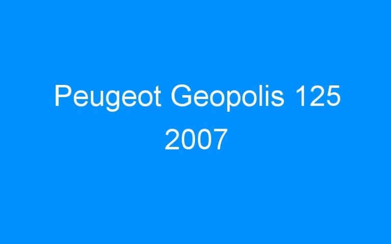 Lire la suite à propos de l’article Peugeot Geopolis 125 2007