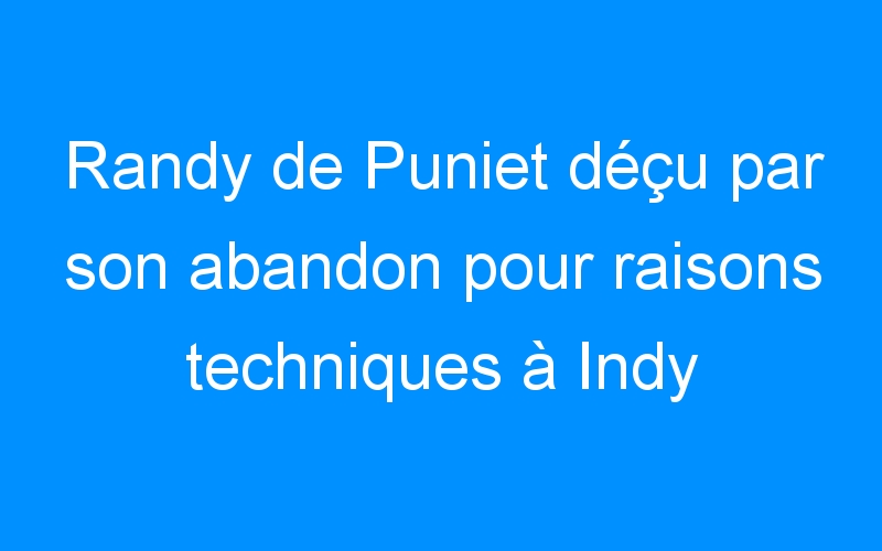 You are currently viewing Randy de Puniet déçu par son abandon pour raisons techniques à Indy