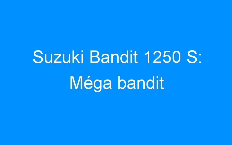 Suzuki Bandit 1250 S: Méga bandit