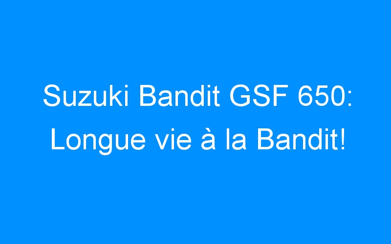 You are currently viewing Suzuki Bandit GSF 650: Longue vie à la Bandit!