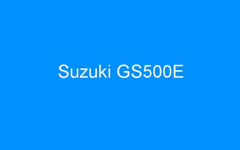 Lire la suite à propos de l’article Suzuki GS500E