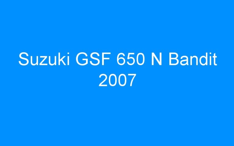 Lire la suite à propos de l’article Suzuki GSF 650 N Bandit 2007