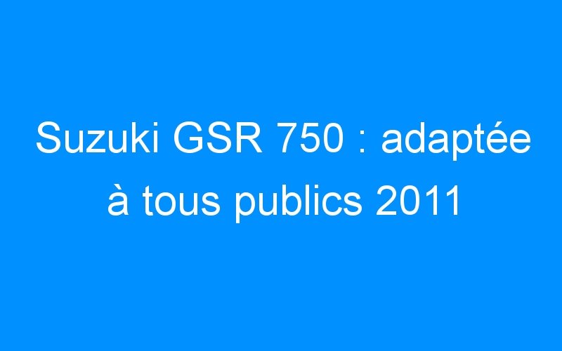 Suzuki GSR 750 : adaptée à tous publics 2011