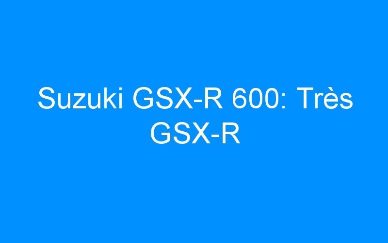 Suzuki GSX-R 600: Très GSX-R