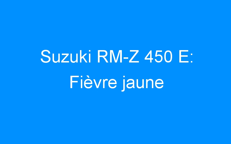 You are currently viewing Suzuki RM-Z 450 E: Fièvre jaune