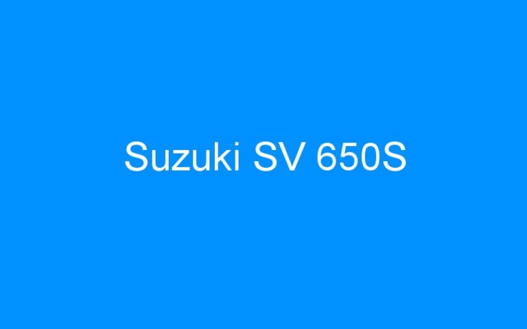 Lire la suite à propos de l’article Suzuki SV 650S