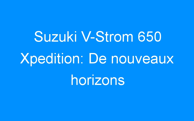 Suzuki V-Strom 650 Xpedition: De nouveaux horizons
