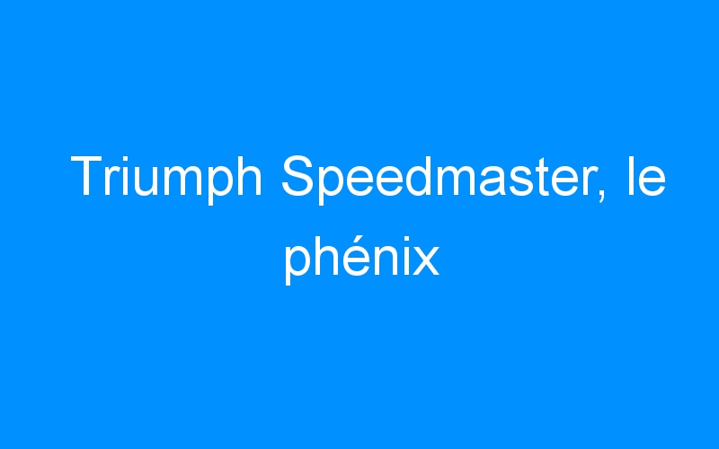 You are currently viewing Triumph Speedmaster, le phénix
