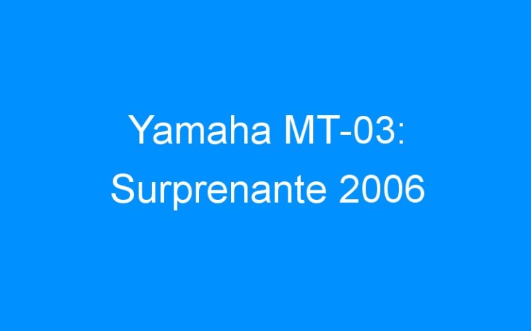 Yamaha MT-03: Surprenante 2006