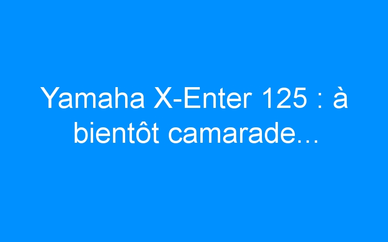 Yamaha X-Enter 125 : à bientôt camarade…